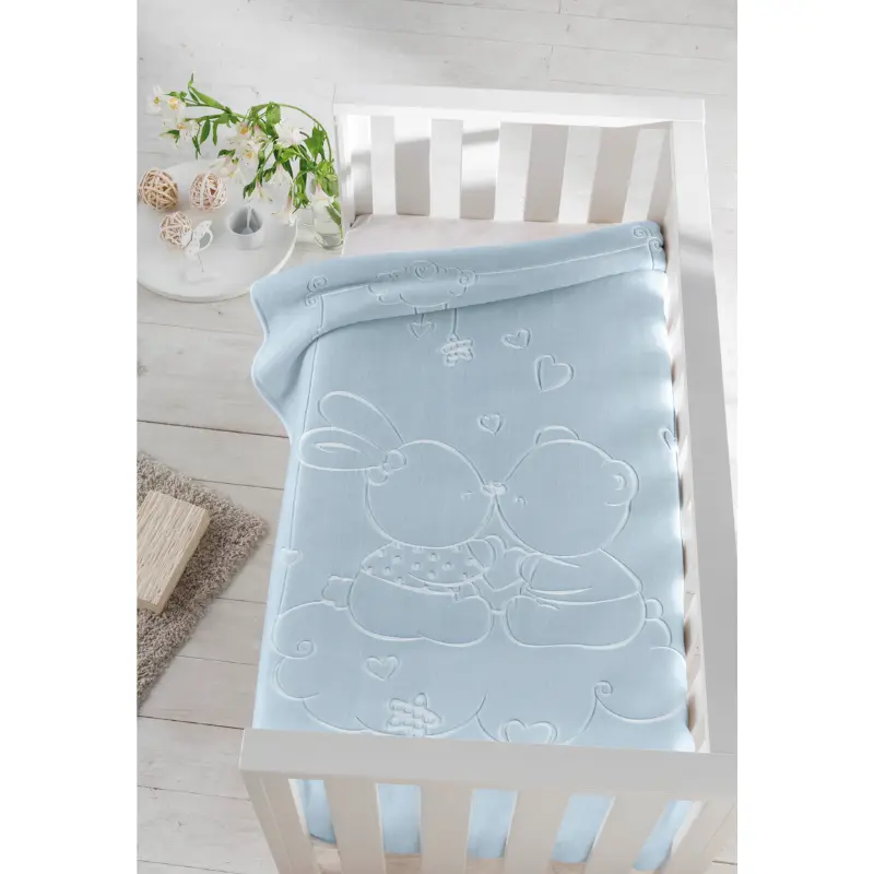 Couverture d'emmaillotage premium pour bébé 110x140  bleue