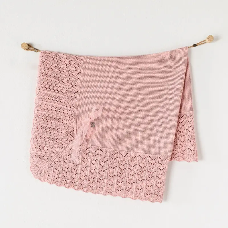 xx Couverture tricotée pour bébé Andywawa 100 x 90 cm Rose