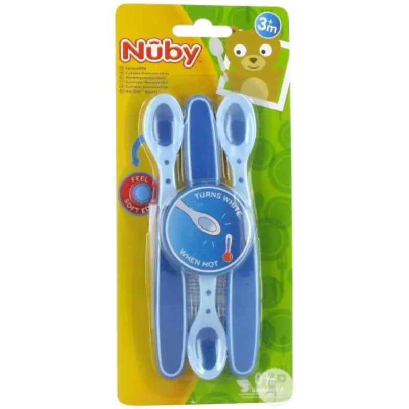 xx Cuillères Thermosensensibles Brevetées À Bord Doux +3 Mois Bleu 3 Pièces