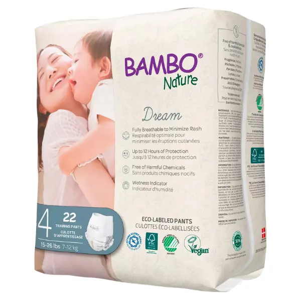 xx Culottes d’entraînement Bambo Nature Dream Taille 4 (7-12 kg) – Pack 22 unités