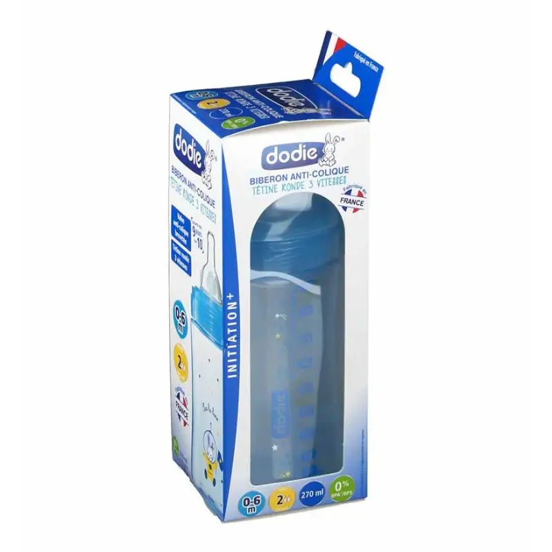 Dodie Biberon Anti-Colique Initiation+ 270ml (0-6m) - Bleu Cosmonaute
