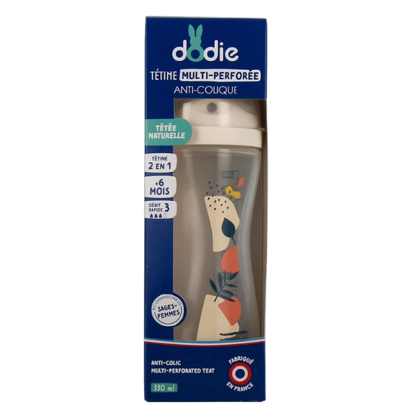 Dodie Biberon Multi Perforé avec Tétine Biomimétisme Rose - 330ml