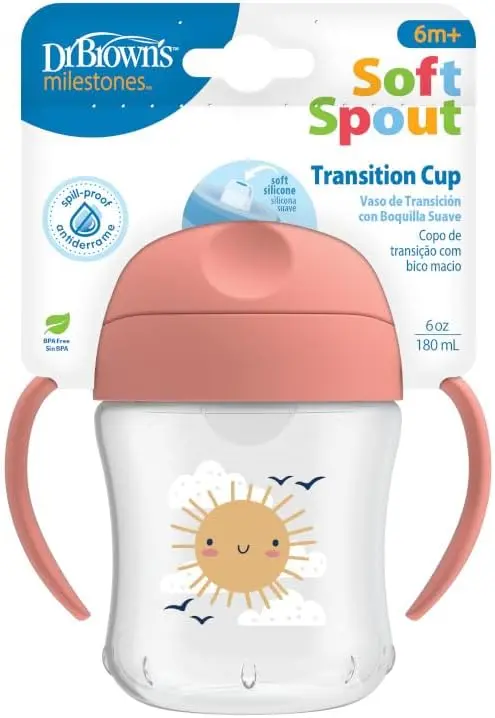 Dr Brown's Bec Souple pour enfant Tasse avec poignées, Rose