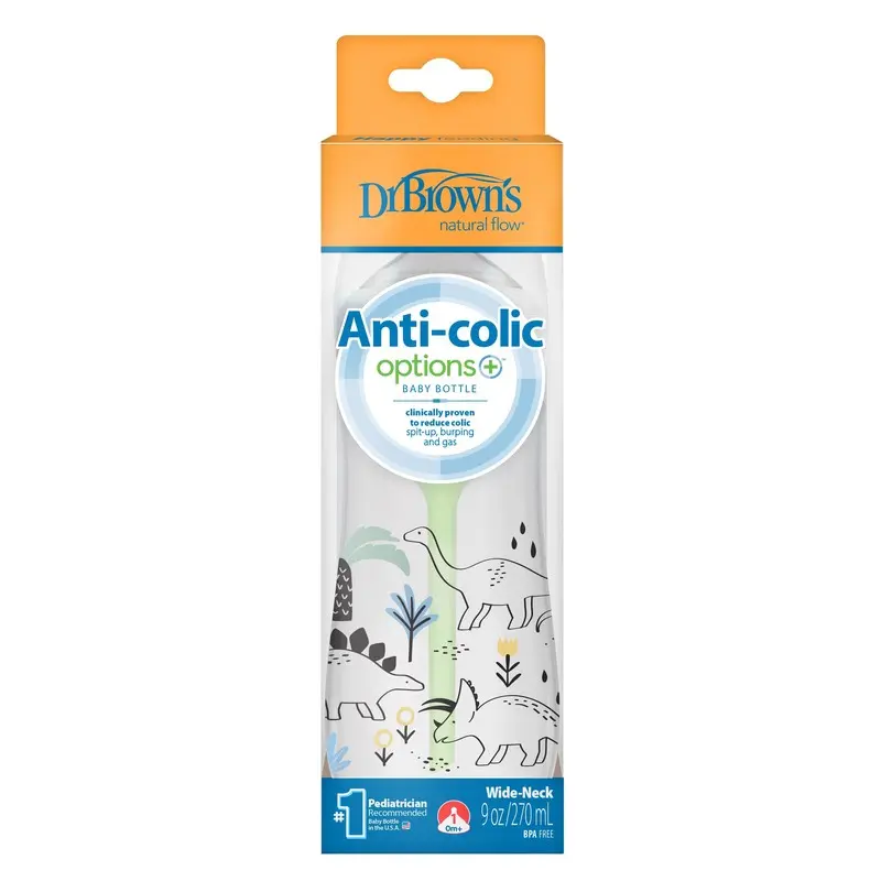 xx Dr. Brown’s Options+ Anti-colic  Biberon à col large 270 ml Dinosaure