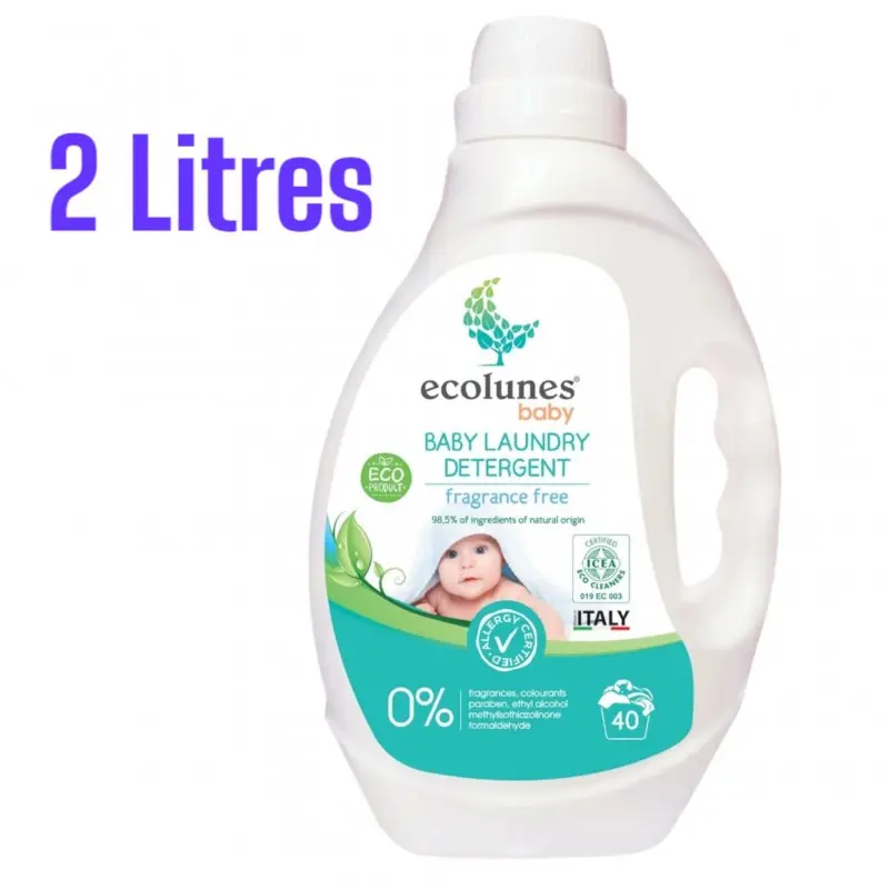 xx Ecolunes Lessive Bébé Écologique Hypoallergénique 2L – Testée Dermatologiquement