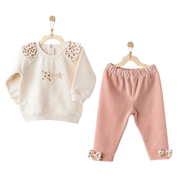 xx Ensemble 2 pièces Andywawa AC26236 Petit Léopard Écru Rose