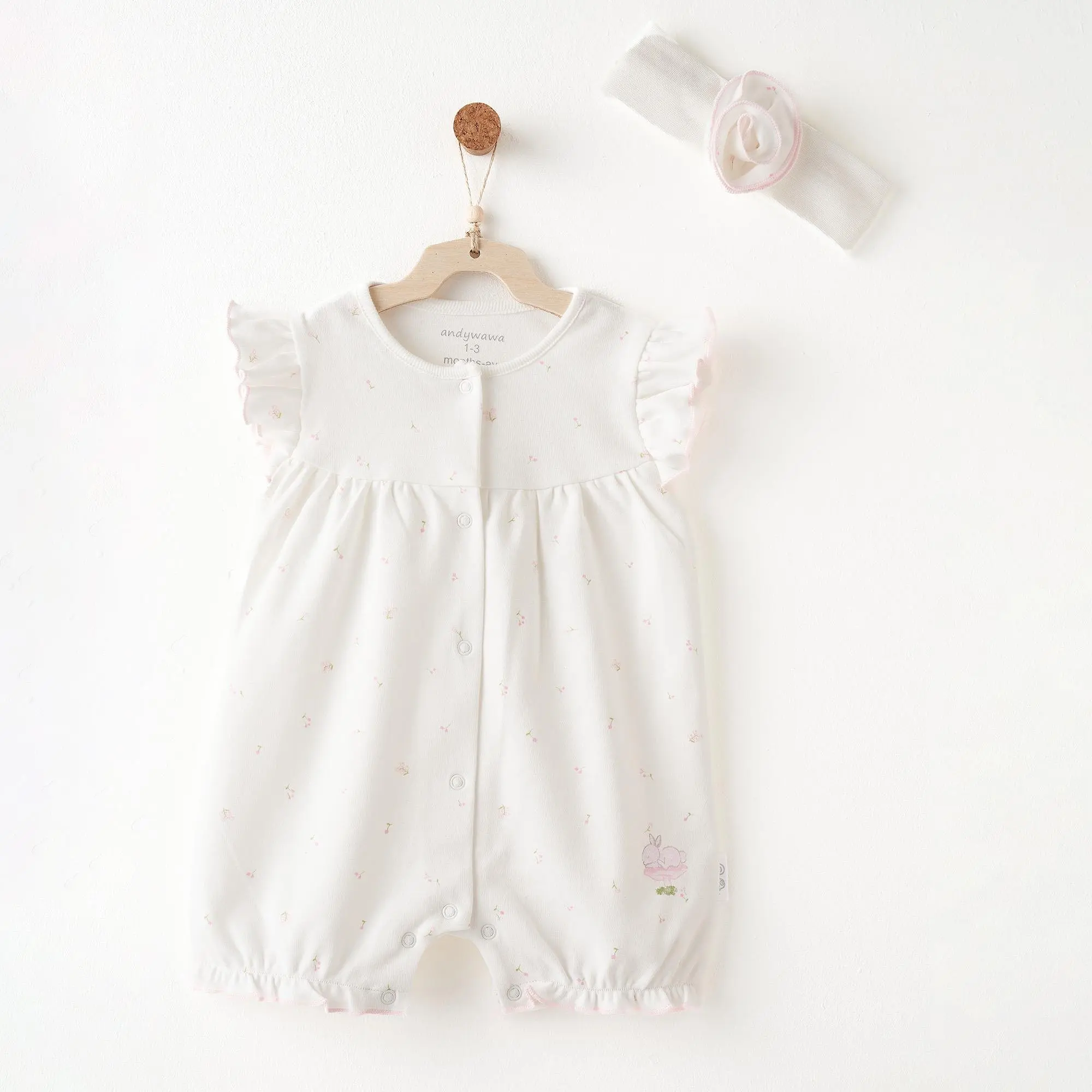 Ensemble barboteuse et bandeau pour bébé fille, idéal pour l'été ANW-AC26504