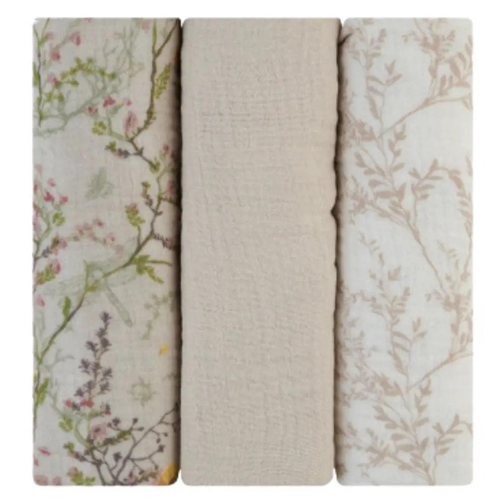 xx Ensemble de langes en mousseline 3 pièces 75x75 cm Beige
