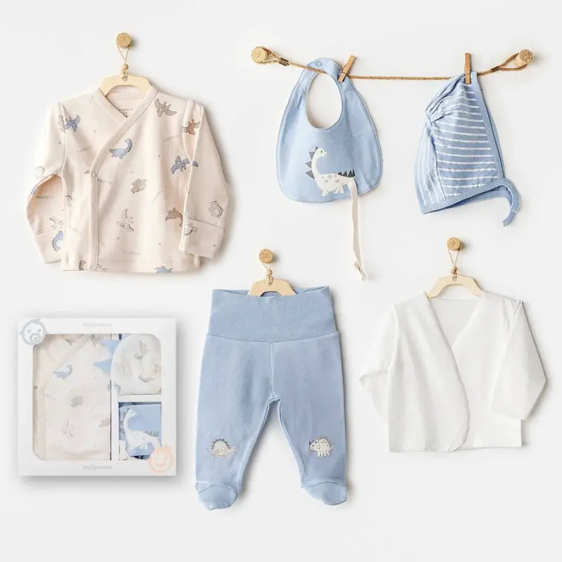 xx Ensemble de sortie d'hôpital Andywawa pour bébé garçon, 5 pièces – Dino blanc
