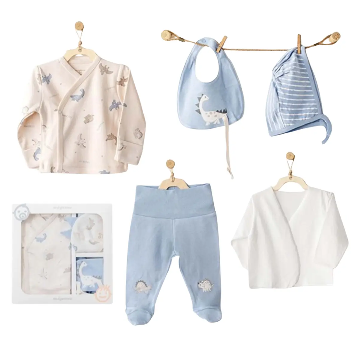 xx Ensemble nouveau-né Andywawa AC25910 Dino 5 Beige Sortie d'hôpital