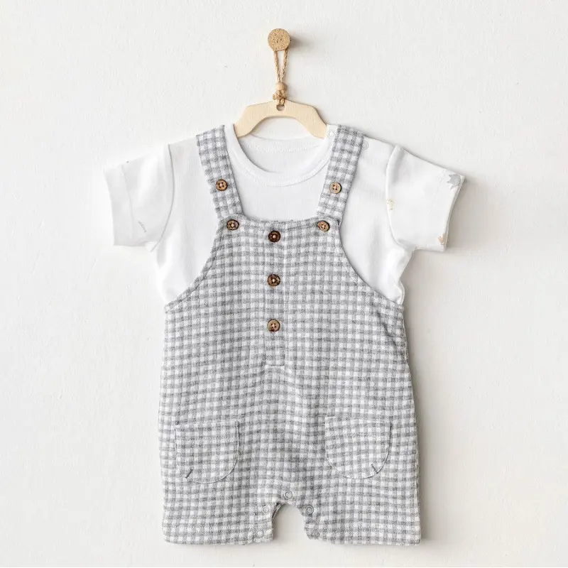 xx Ensemble salopette d'été Andywawa pour bébé garçon - Little King Gray