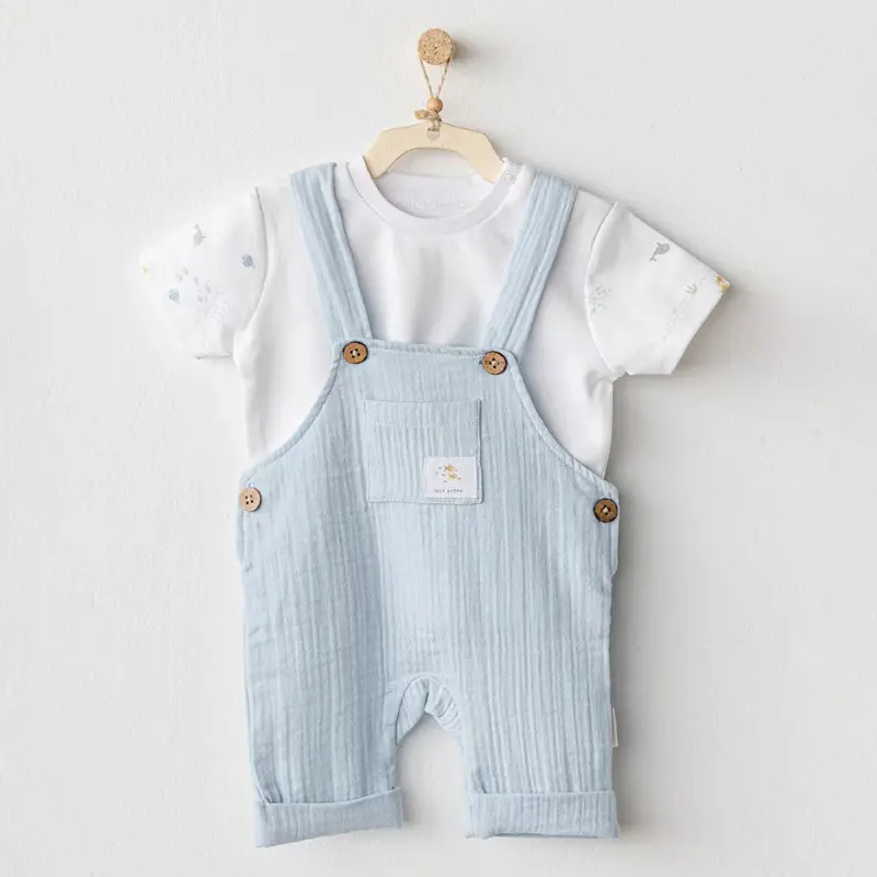 xx Ensemble salopette en mousseline pour bébé garçon AC25621 AndyWawa