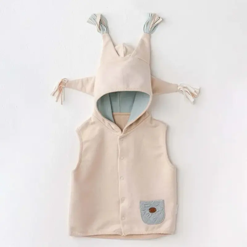 Gilet à capuche bébé garçon beige Andywawa