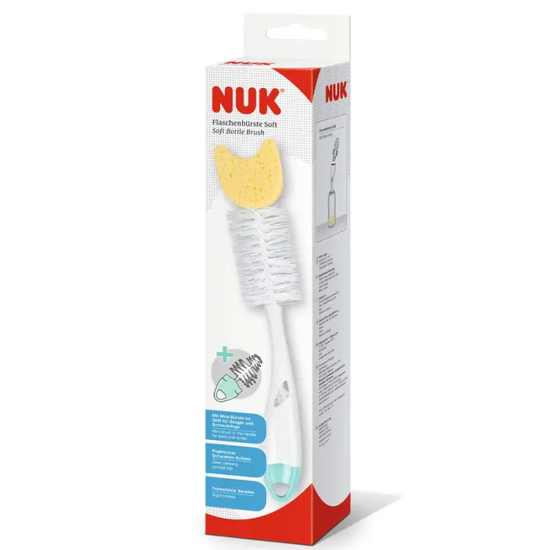 Goupillon à biberon 2 en 1 avec éponge NUK - Menthe