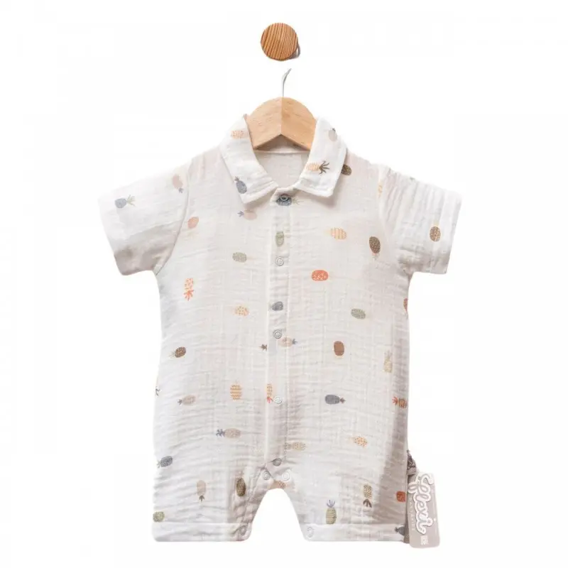 xx Grenouillère bébé en mousseline de coton à manches courtes  - 221130
