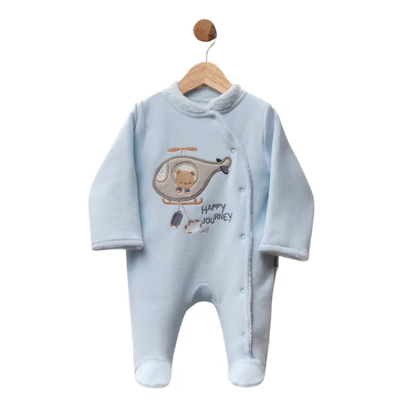 xx Grenouillère bébé en polaire avec motif hélicoptère