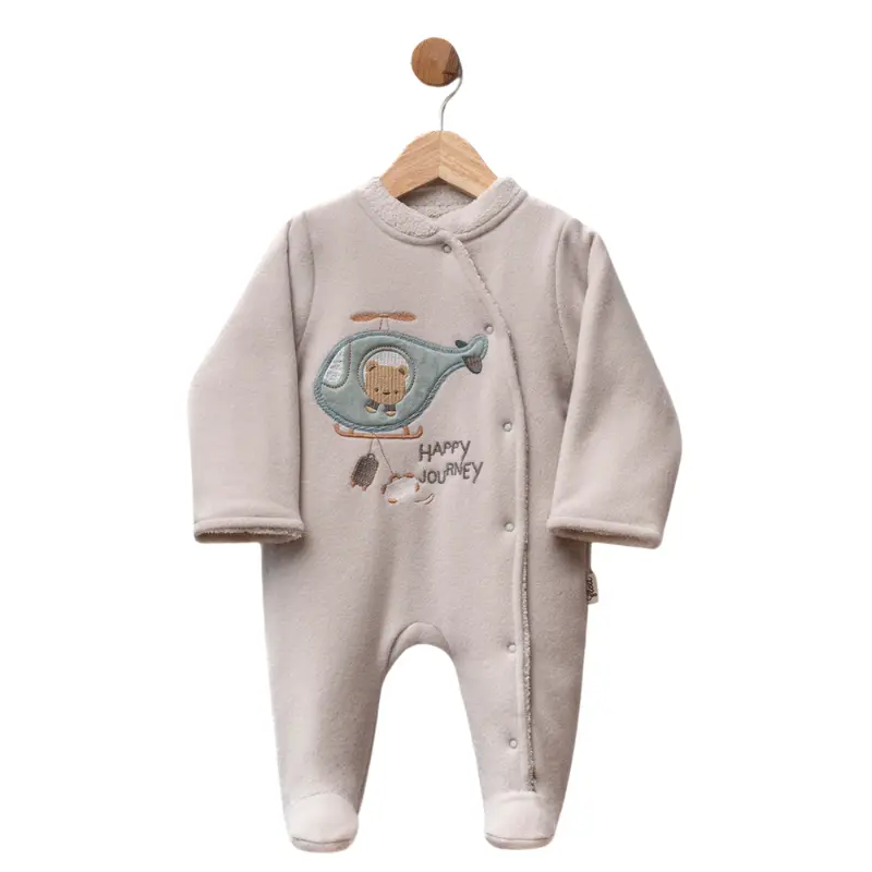 Grenouillère bébé en polaire avec motif hélicoptère