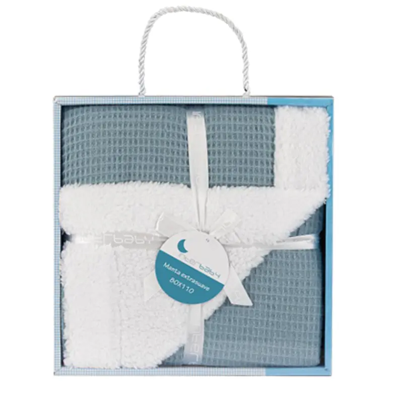 Interbaby Couverture nid d’abeille bleu pétrole