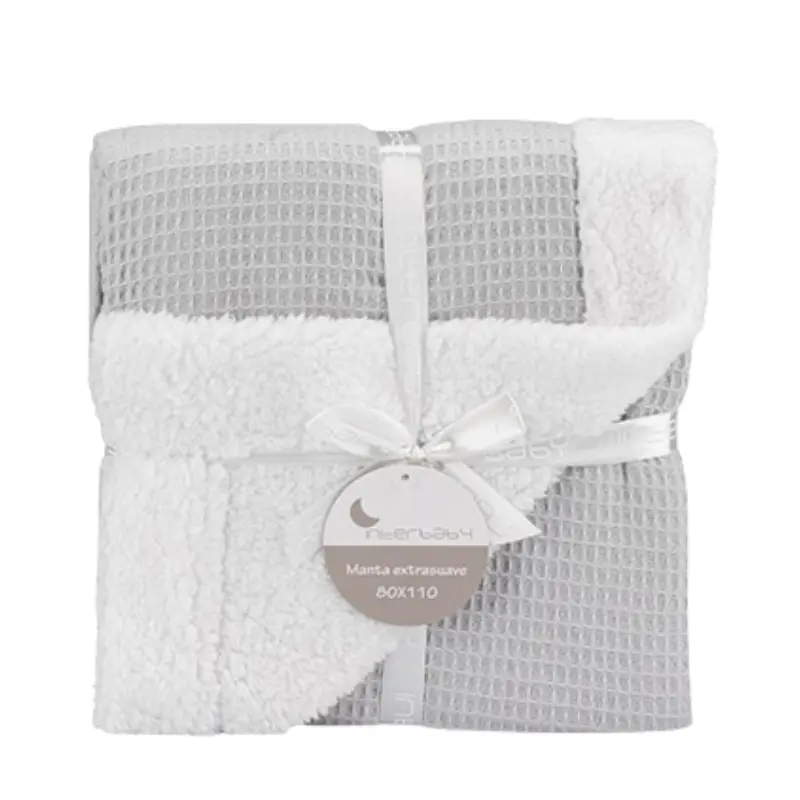 Interbaby Couverture nid d’abeille gris