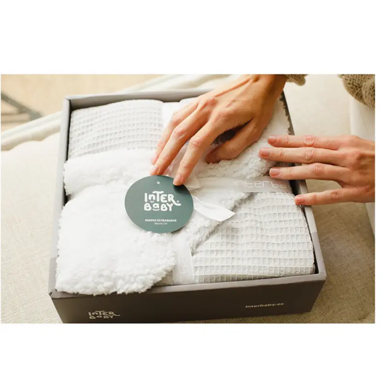 Interbaby Couverture nid d’abeille gris