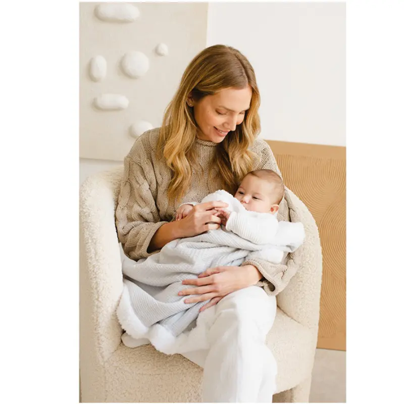 Interbaby Couverture nid d’abeille gris