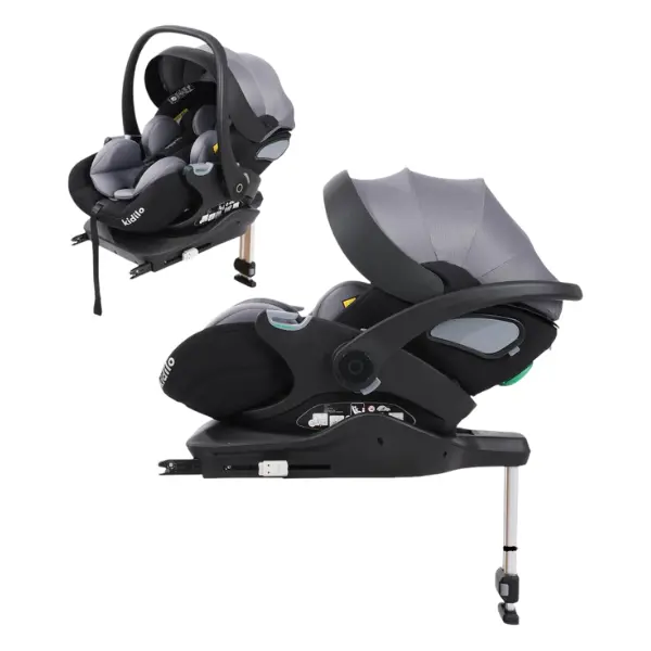 xx Kidilo Siège Auto Bébé KBH602B – Portable et Inclinable à Plat avec Base Isofix Gris