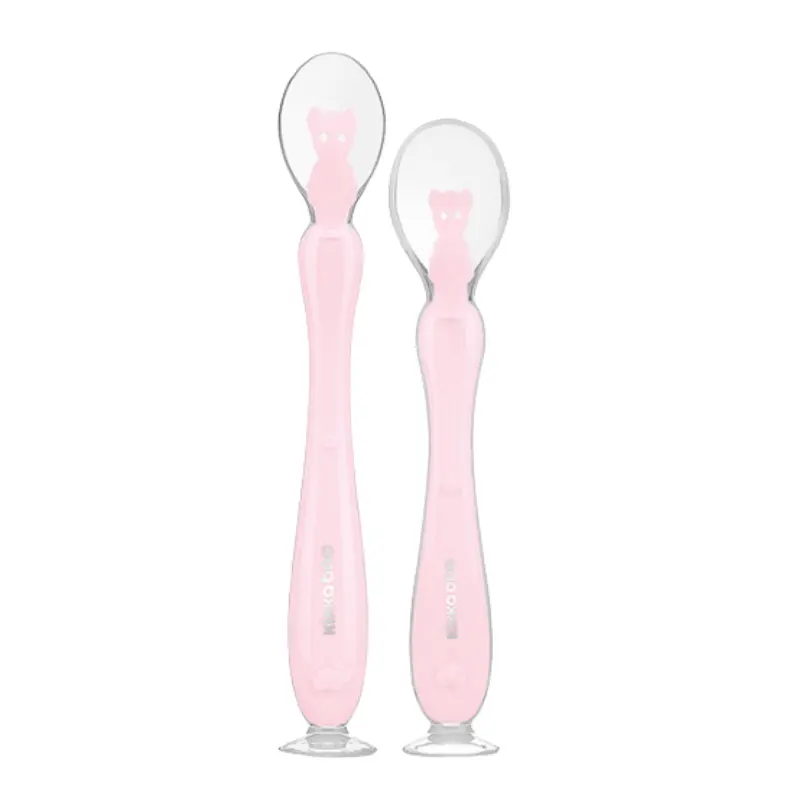 xx Kikkaboo Cuillères en silicone avec ventouse 2pcs Rose