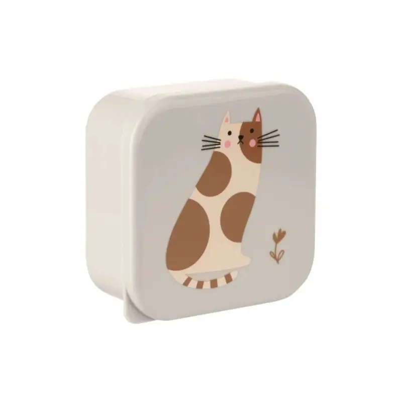 KikkaBoo Lot de 4 boîtes à lunch Kitty Cat Gris