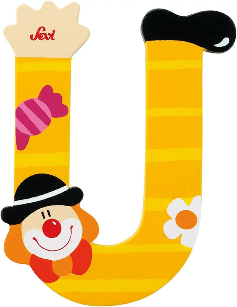 Clown de la lettre U en bois