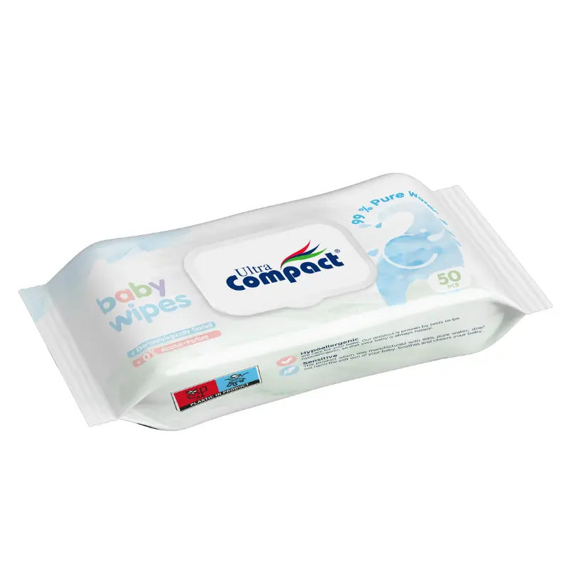 Lingettes pour bébé Ultra Compact EAU PURE 50 unités