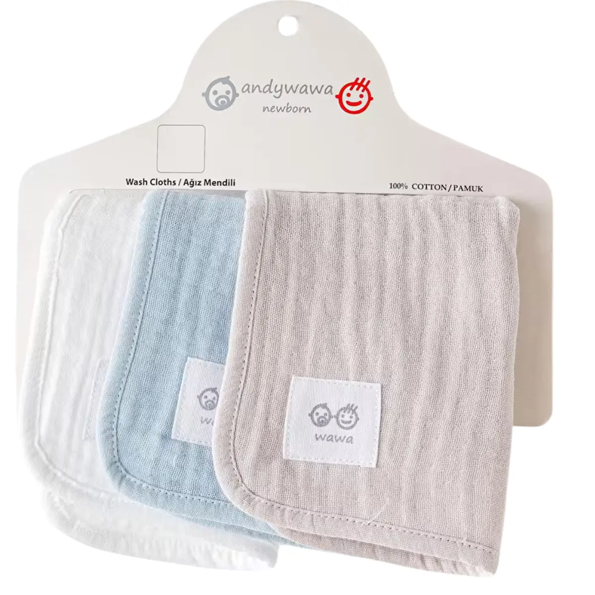 xx Lingettes pour la bouche de bébé Blue lot de 3, 20 x 20 cm