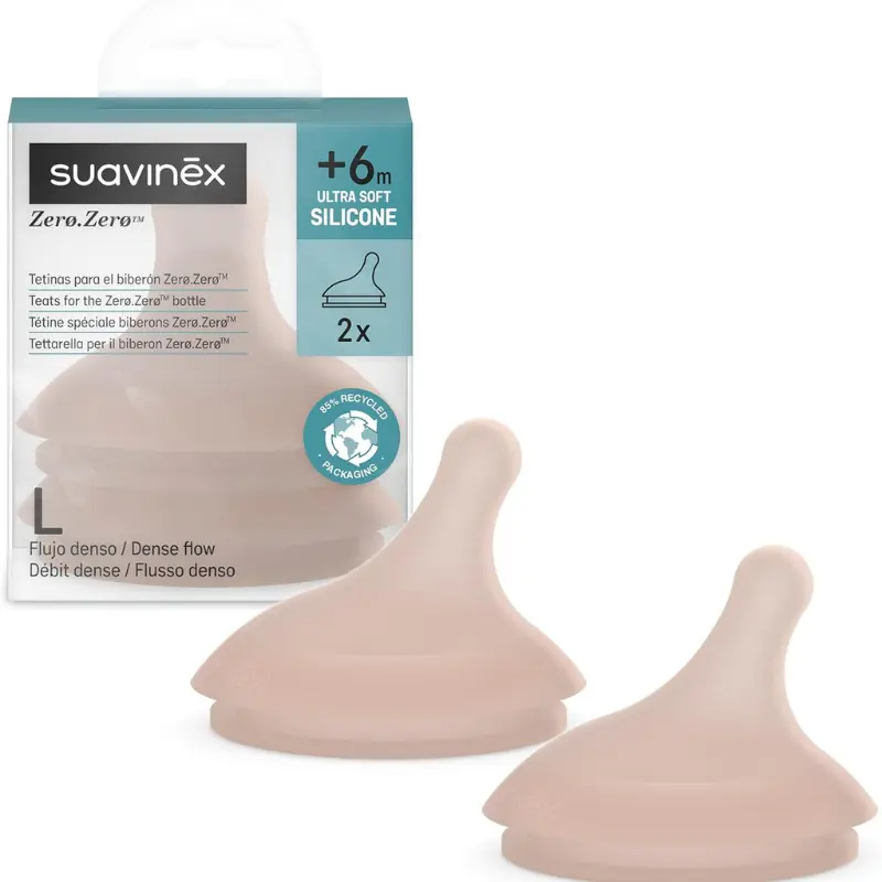Lot 2 tétines Zerø.Zerø Shades débit L/Dense SUAVINEX Medium