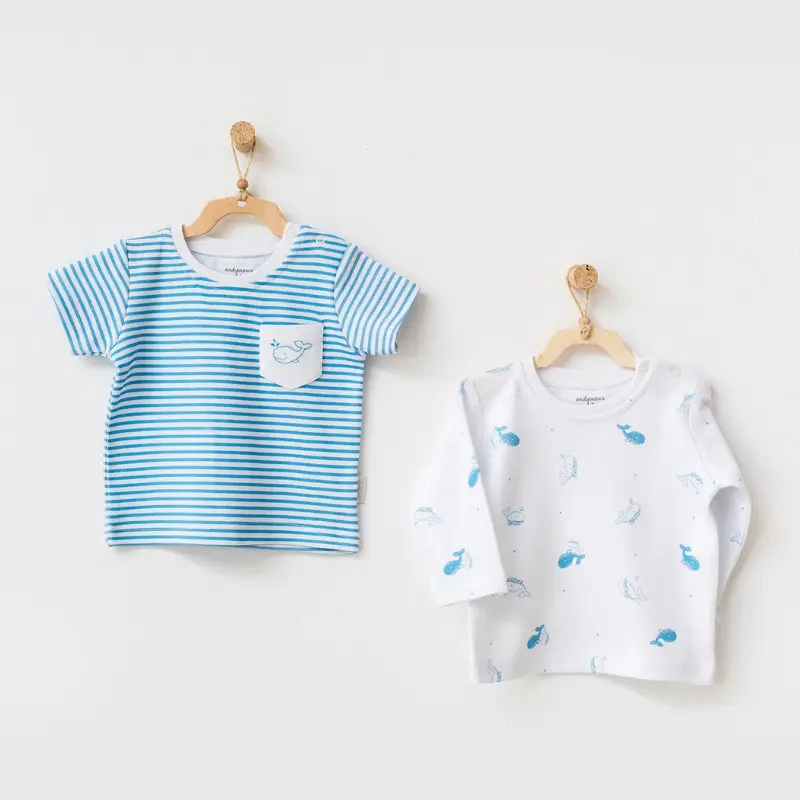 xx Lot de 2 t-shirts bébé Andywawa Cute Whale AC21561 Bleu