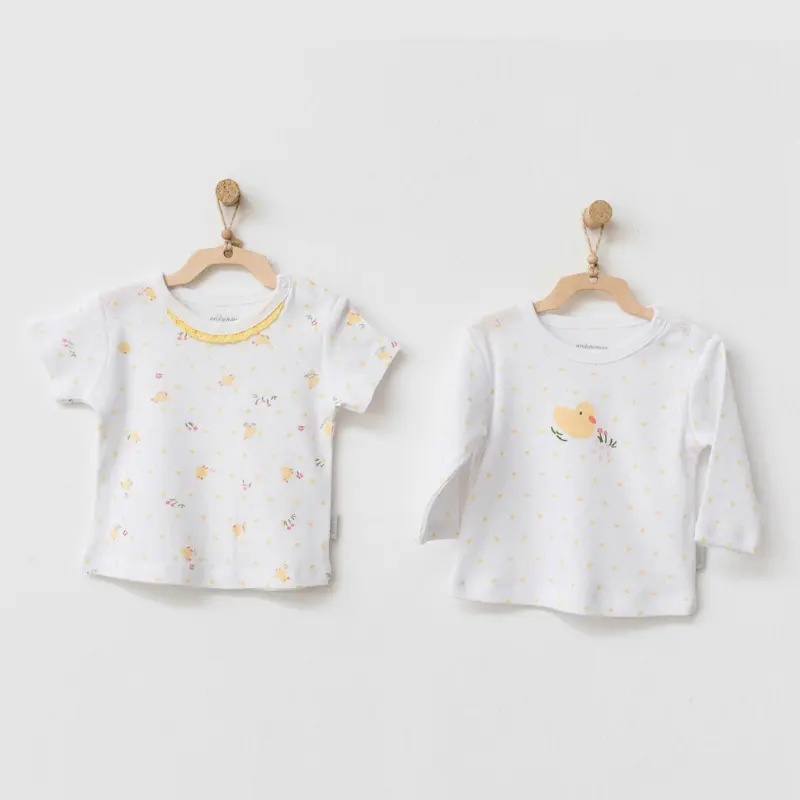 xx Lot de 2 t-shirts pour bébé Andywawa Happy Chick AC21577 Blanc