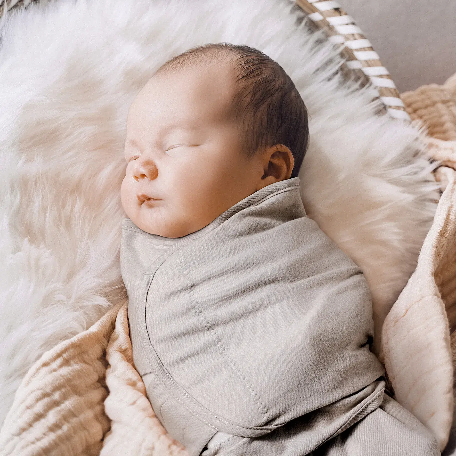 Lot de 3 couvertures d'emmaillotage pour bébé Gris