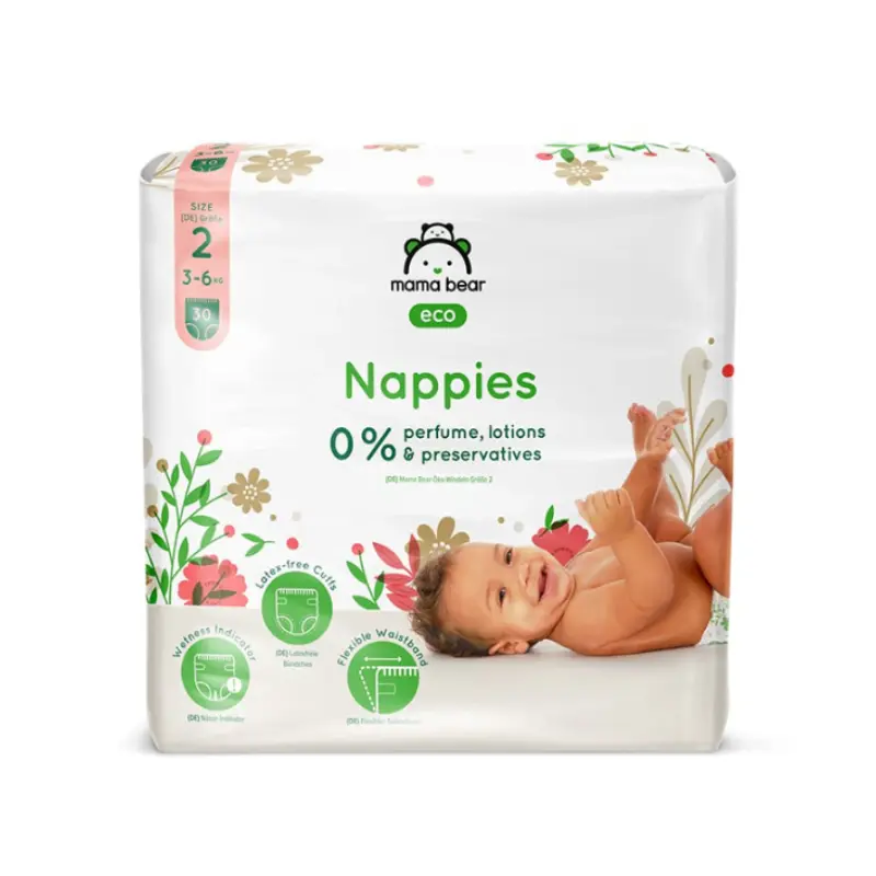 xx Mama Bear Eco Couche Bébé Taille 2 (3-6 kg) – 30 Pièces