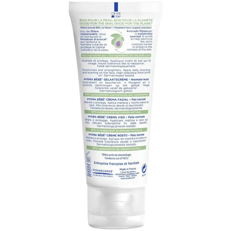 Mustela Hydra Bebe Crème visage dès la naissance 40 ml