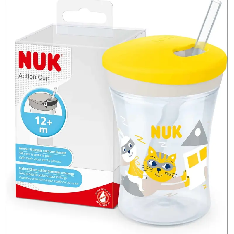 xx Nuk Tasse Action Cup Chat Jaune 12 mois+