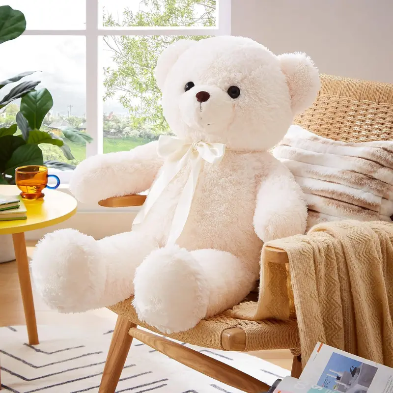 Ours en peluche géant 80 cm – Nounours doux et moelleux blanc