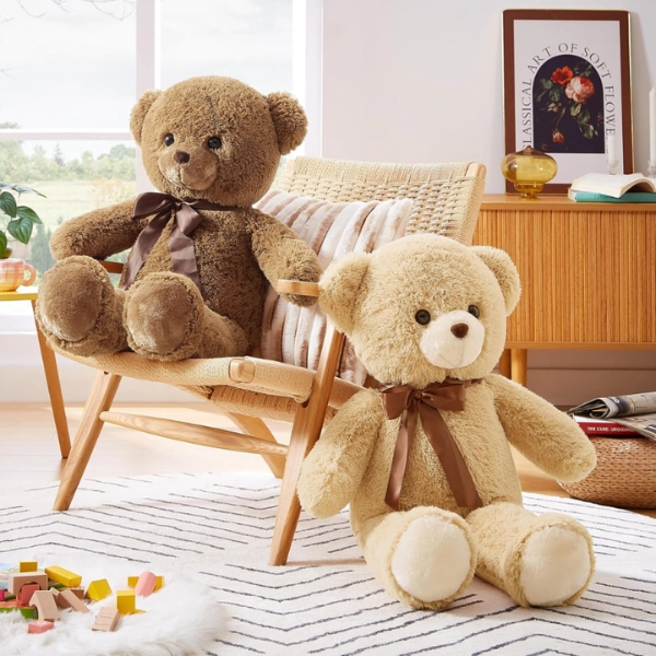 Ours en peluche géant 80 cm – Nounours doux et moelleux couleur camel