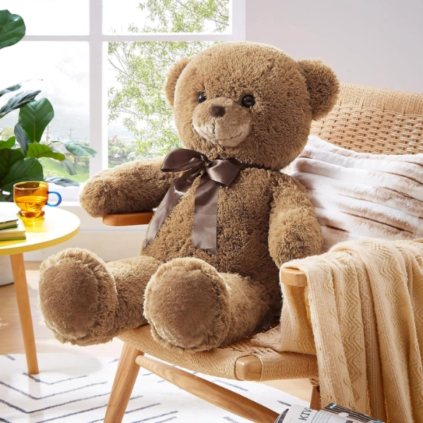 Ours en peluche géant 80 cm – Nounours doux et moelleux - Maron