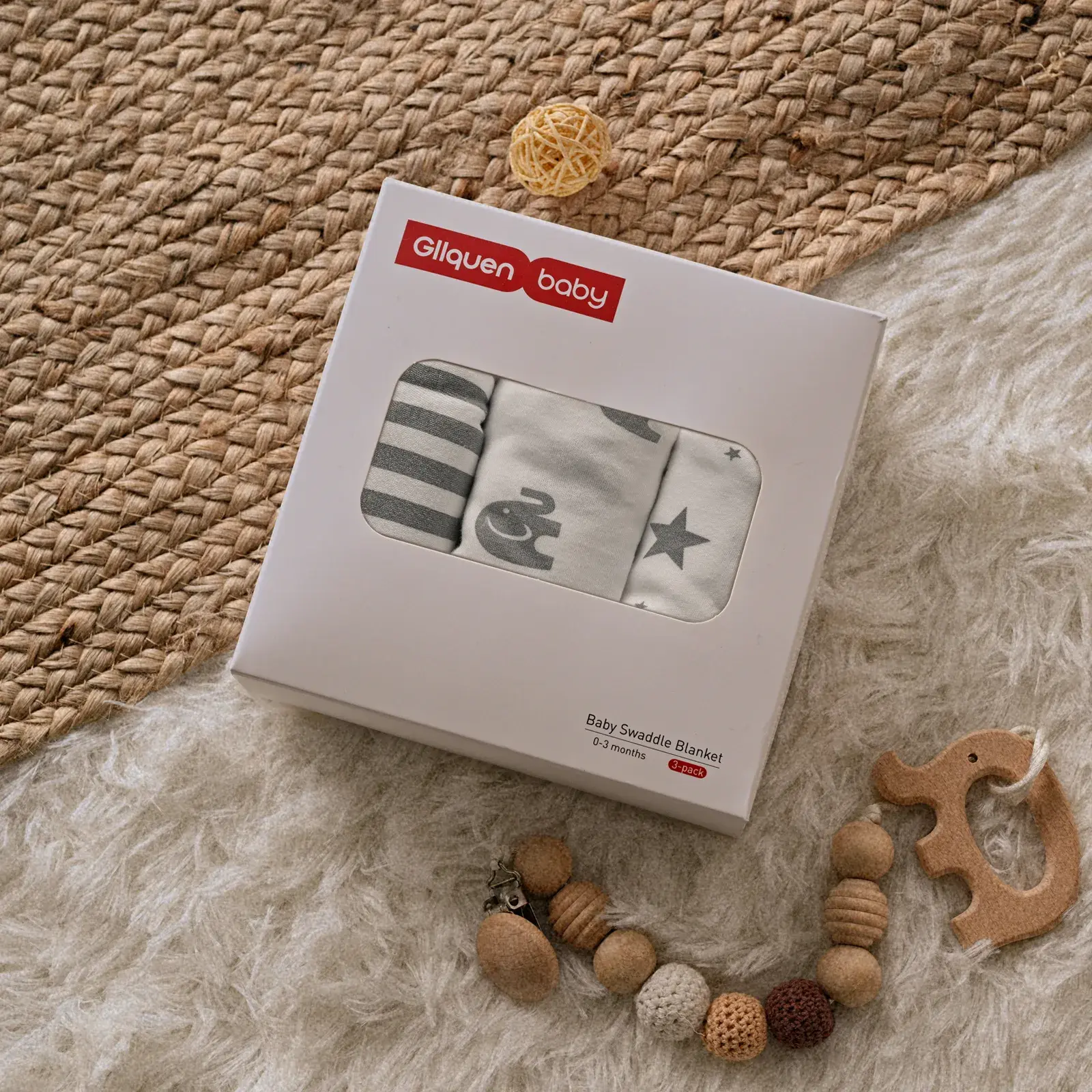 Petite étoile Lot de 3 couvertures d'emmaillotage pour bébé
