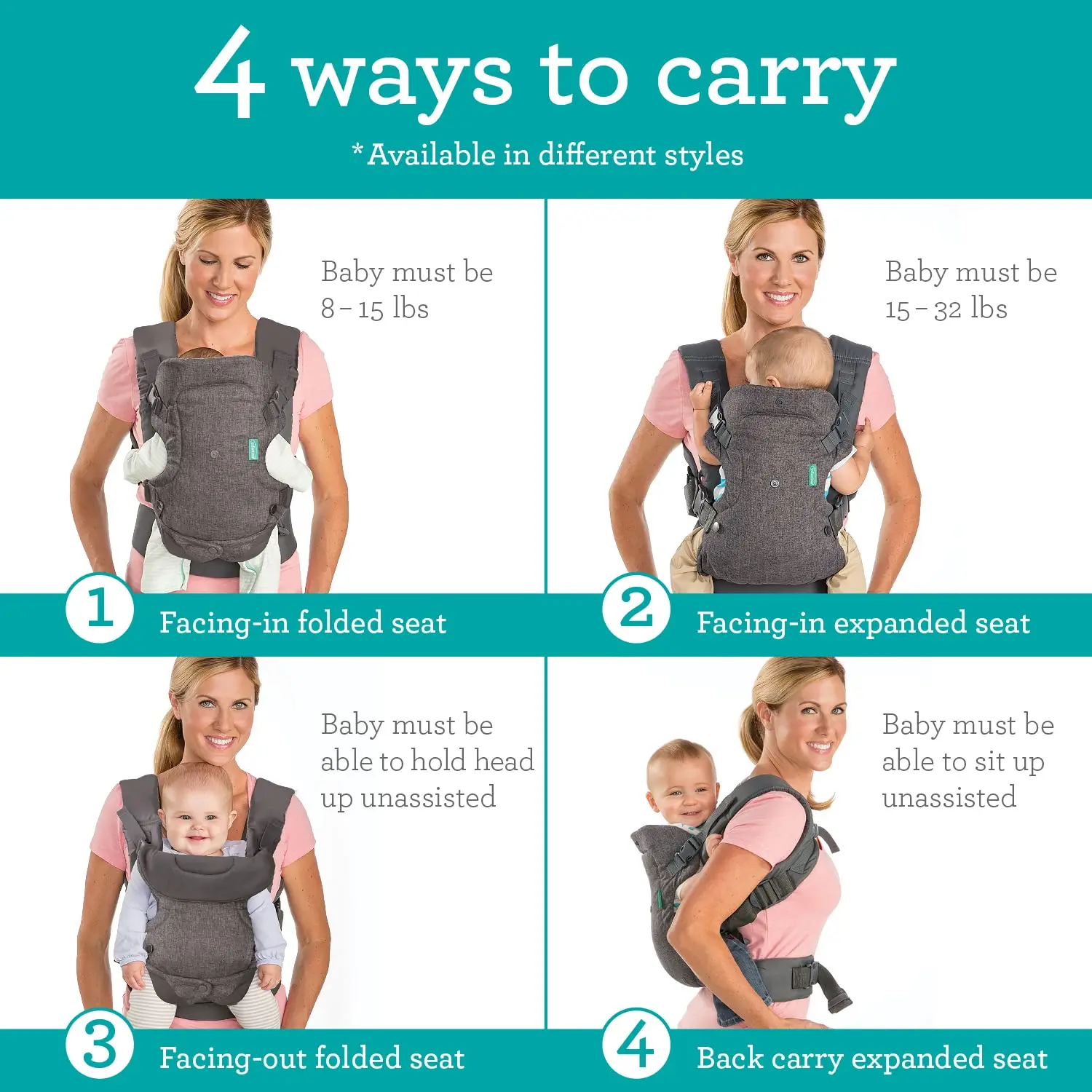 Porte-bébé convertible 4 en 1 Infantino Flip