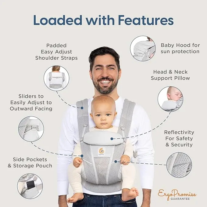 Porte-bébé Ergobaby Omni Breeze gris perle