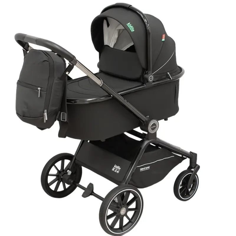 Poussette 3 en 1 Kidilo – Nacelle, Siège Auto et Confort Total dès la Naissance – Biege