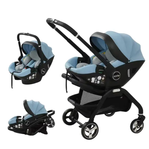 xx Poussette 3 en 1 Kidilo pour bébé de 0 à 3 ans avec siège auto - Bleu