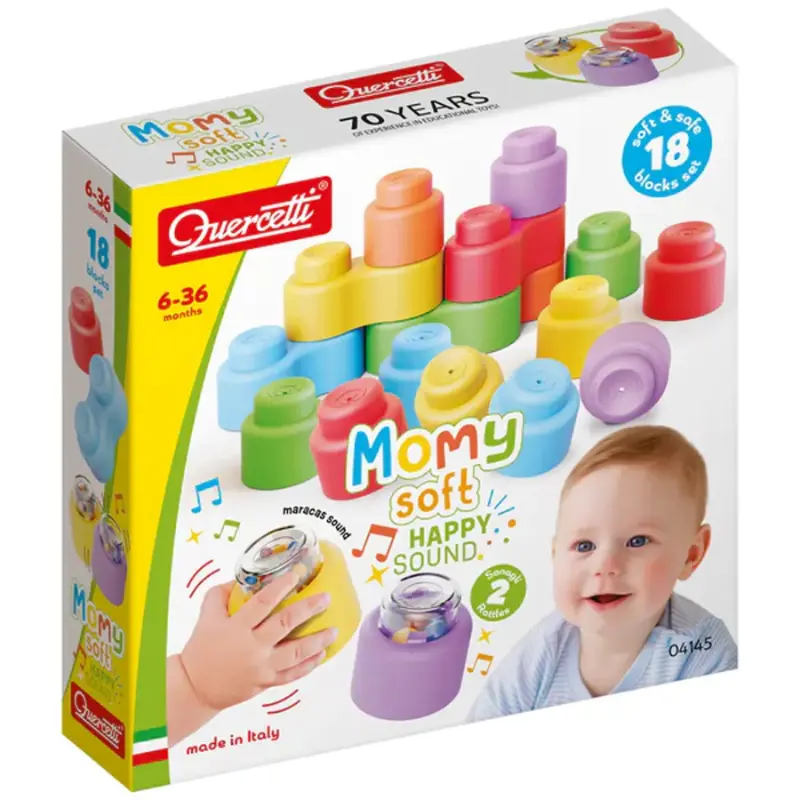 xx Quercetti Leggo Soft Happy Sound avec Hochets Sonores 18 Pièces - 6M+