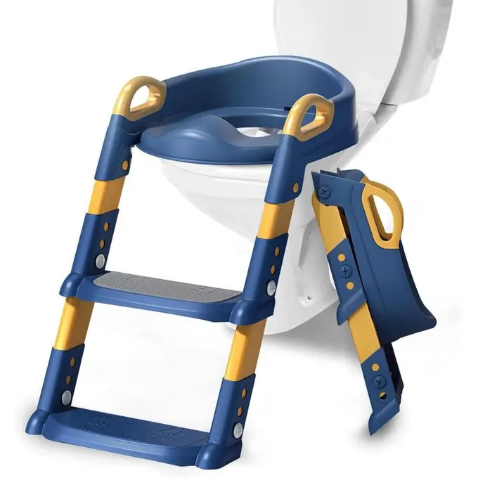 Réducteur de toilettes 2 en 1 avec marches, pot de toilette pour enfant, Bleu