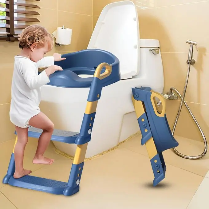 Réducteur de toilettes 2 en 1 avec marches, pot de toilette pour enfant, Bleu