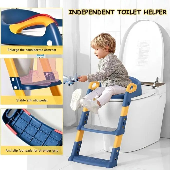 Réducteur de toilettes 2 en 1 avec marches, pot de toilette pour enfant, Bleu
